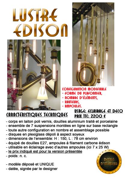 fiche du lustre edison