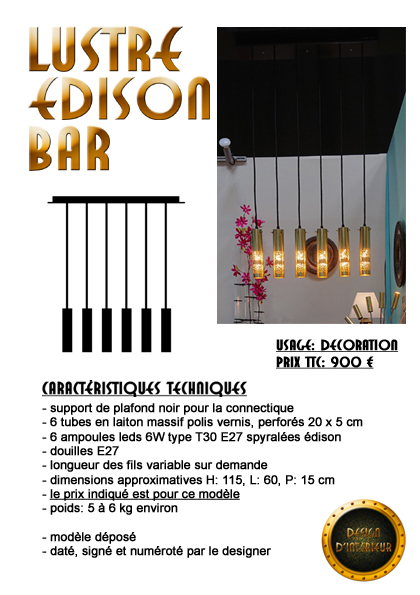 fiche lustre edison bar