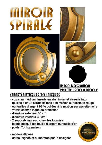 fiche miroir spirale 80 cm