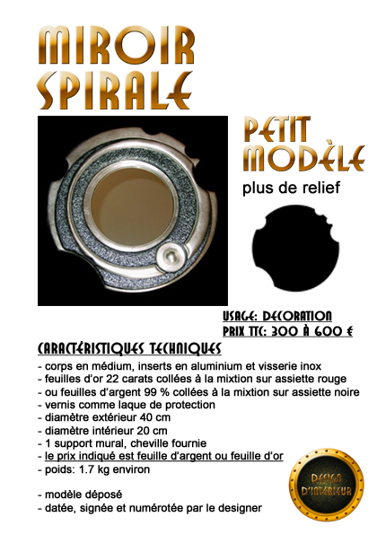 fiche miroir spirale 40 cm