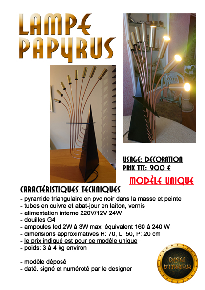 fiche lampe papyrus