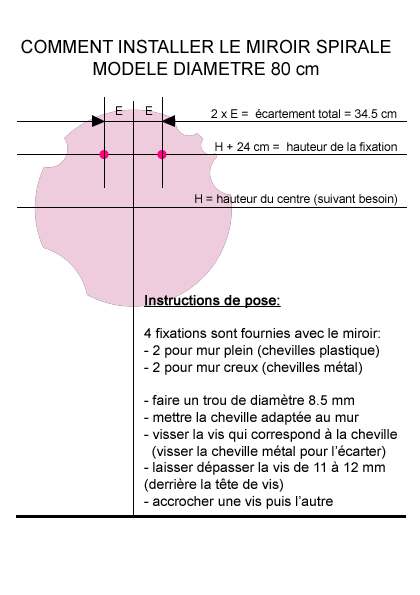 fiche pose miroir spirale 80 cm