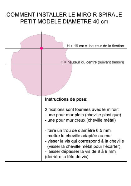 fiche pose miroir spirale 40 cm