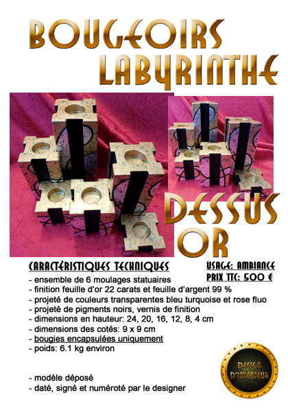 bougeoirs labyrinthe or